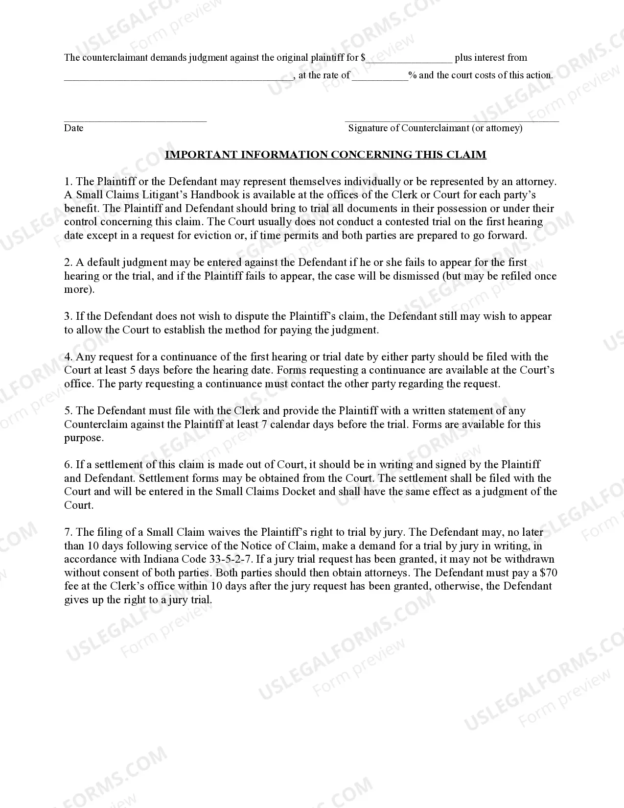 Preview Notice of Counterclaim