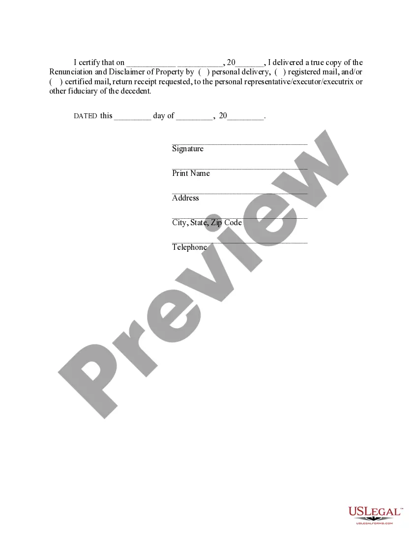 Get Indiana Renunciation and Disclaimer of Real Property Interest Preview Indiana Renunciation and Disclaimer of Real Property Interest