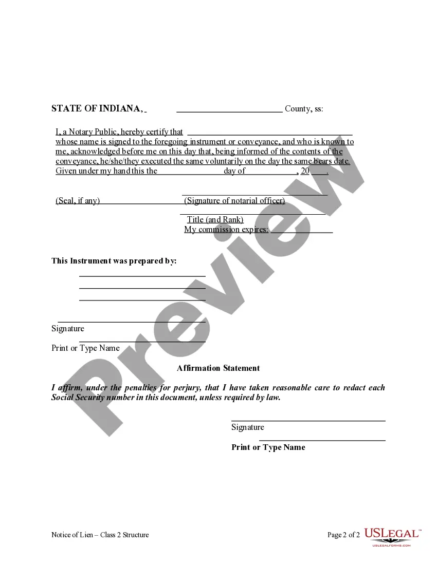 Preview Notice of Lien - Class 2 Structure - Individual