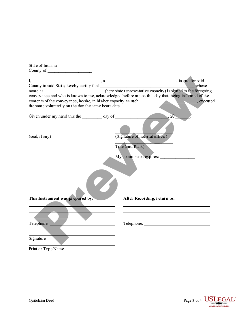 page 4 Quitclaim Deed - Two Individuals or Husband and Wife, one acting through attorney in fact, to an Individual. preview
