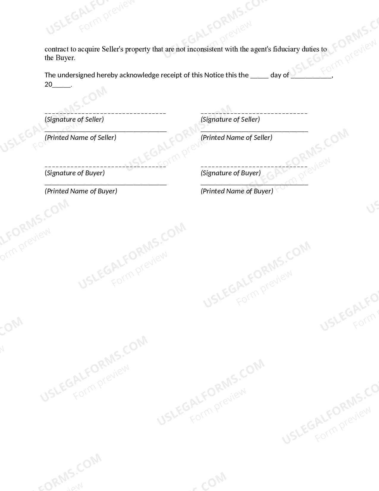 Preview Office Policy for Sellers - Disclosure Regarding Real Estate Agency Relationships