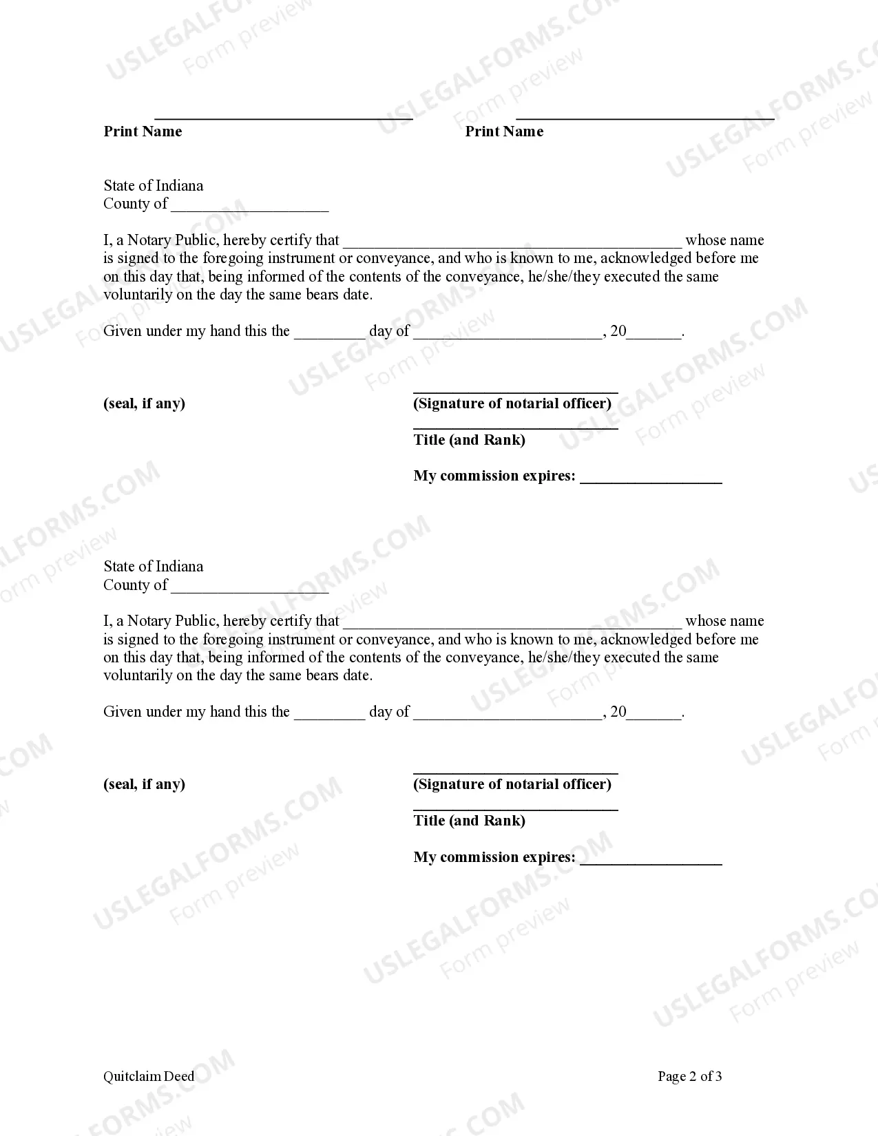 Preview Quitclaim Deed by Two Individuals to Corporation