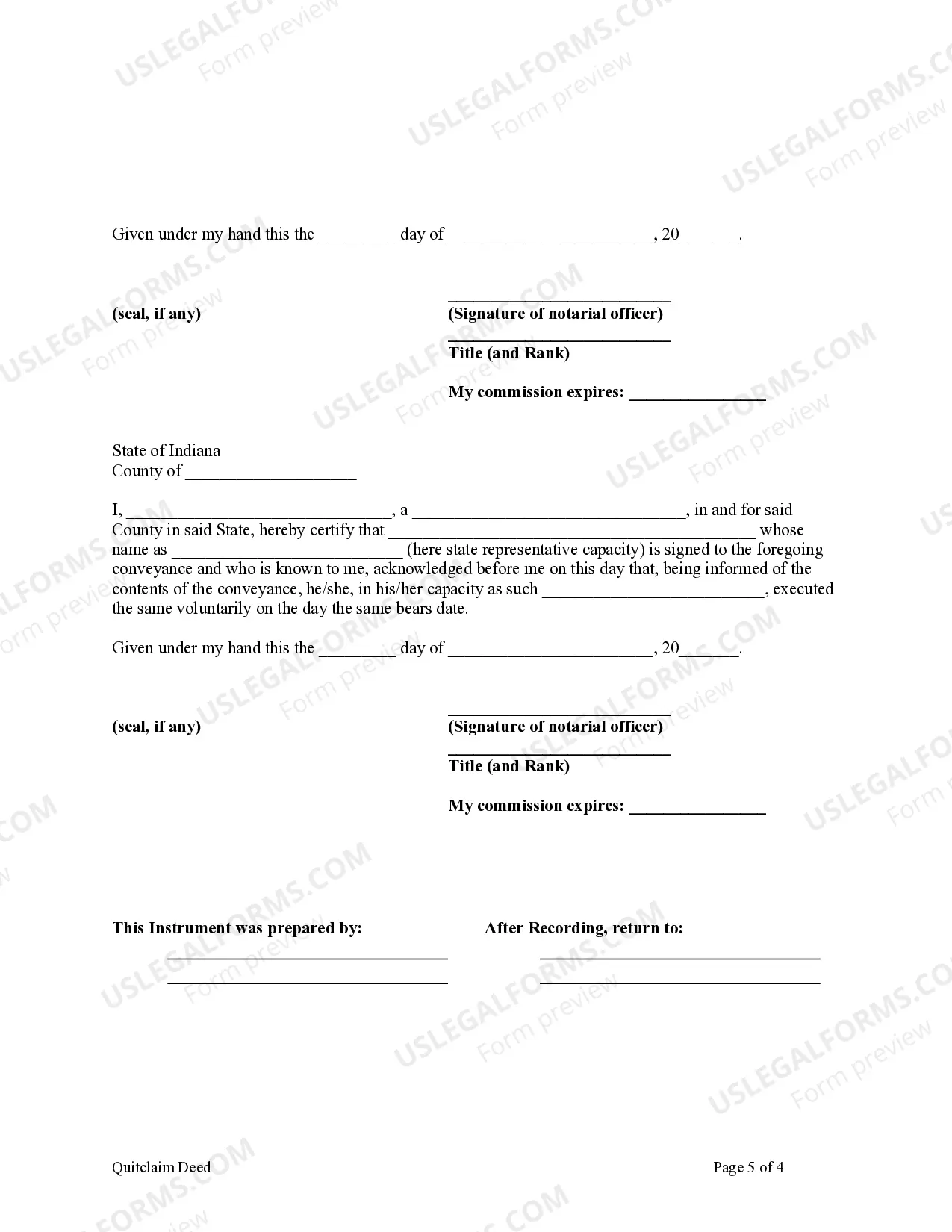 Preview Quitclaim Deed - Two Individuals or Husband and Wife, Grantors, both acting through an Attorney in Fact, to Two Individuals or Husband and Wife as Grantees.
