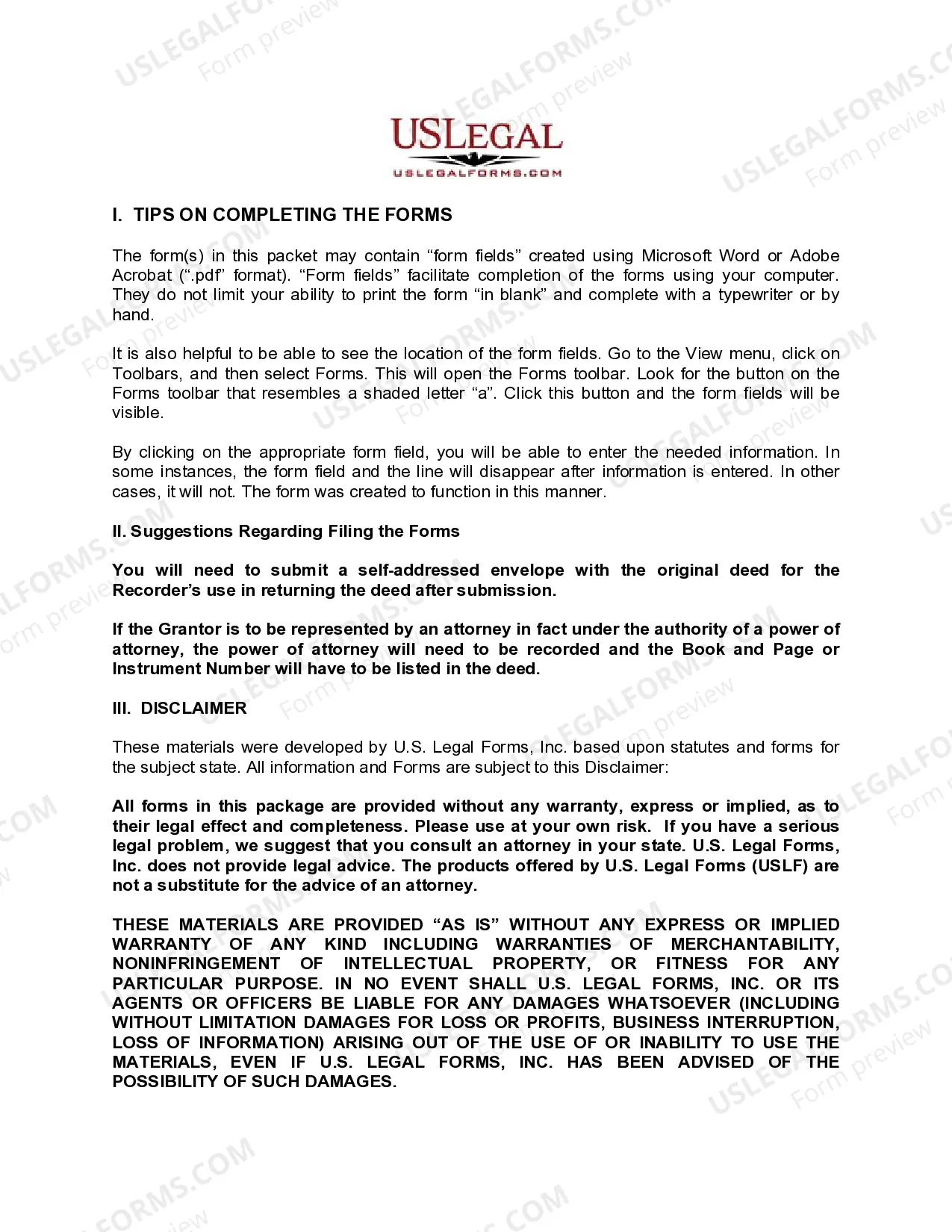 Preview Warranty Deed - Two Individuals or Husband and Wife, Grantors, both acting through an Attorney in Fact, to Two Individuals or Husband and Wife as Grantees.