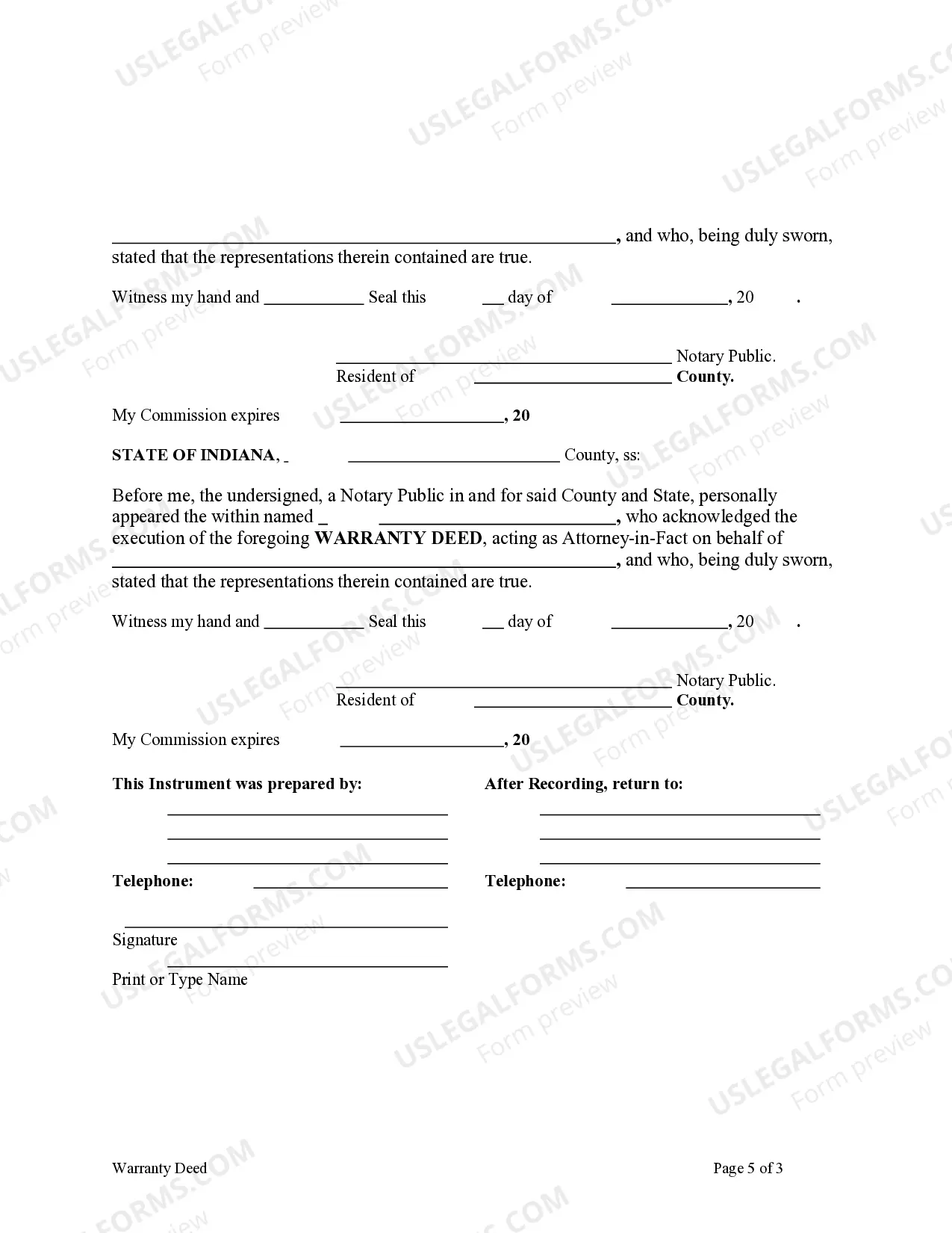 Preview Warranty Deed - Two Individuals or Husband and Wife, Grantors, both acting through an Attorney in Fact, to Two Individuals or Husband and Wife as Grantees.