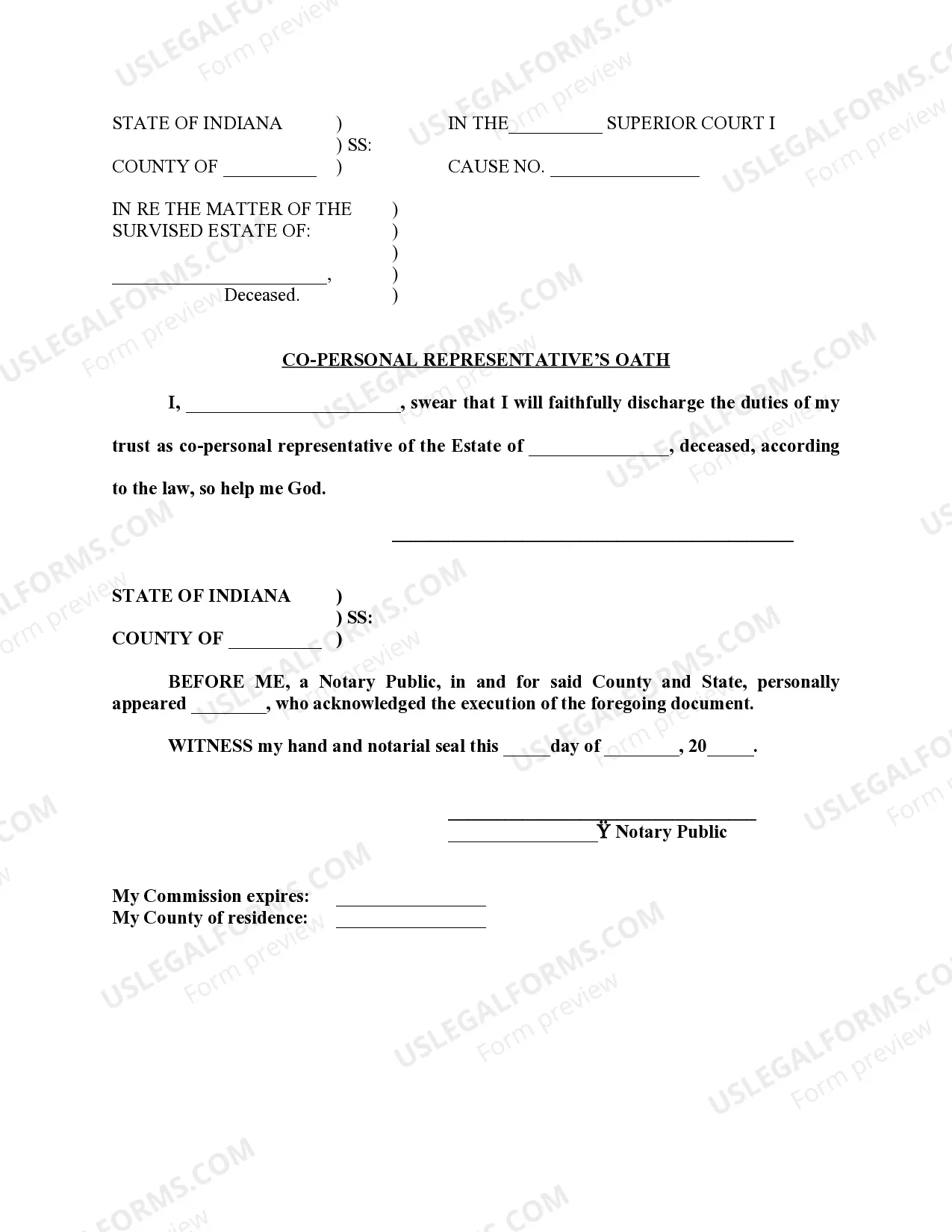 Preview Co-Personal Representative's Oath