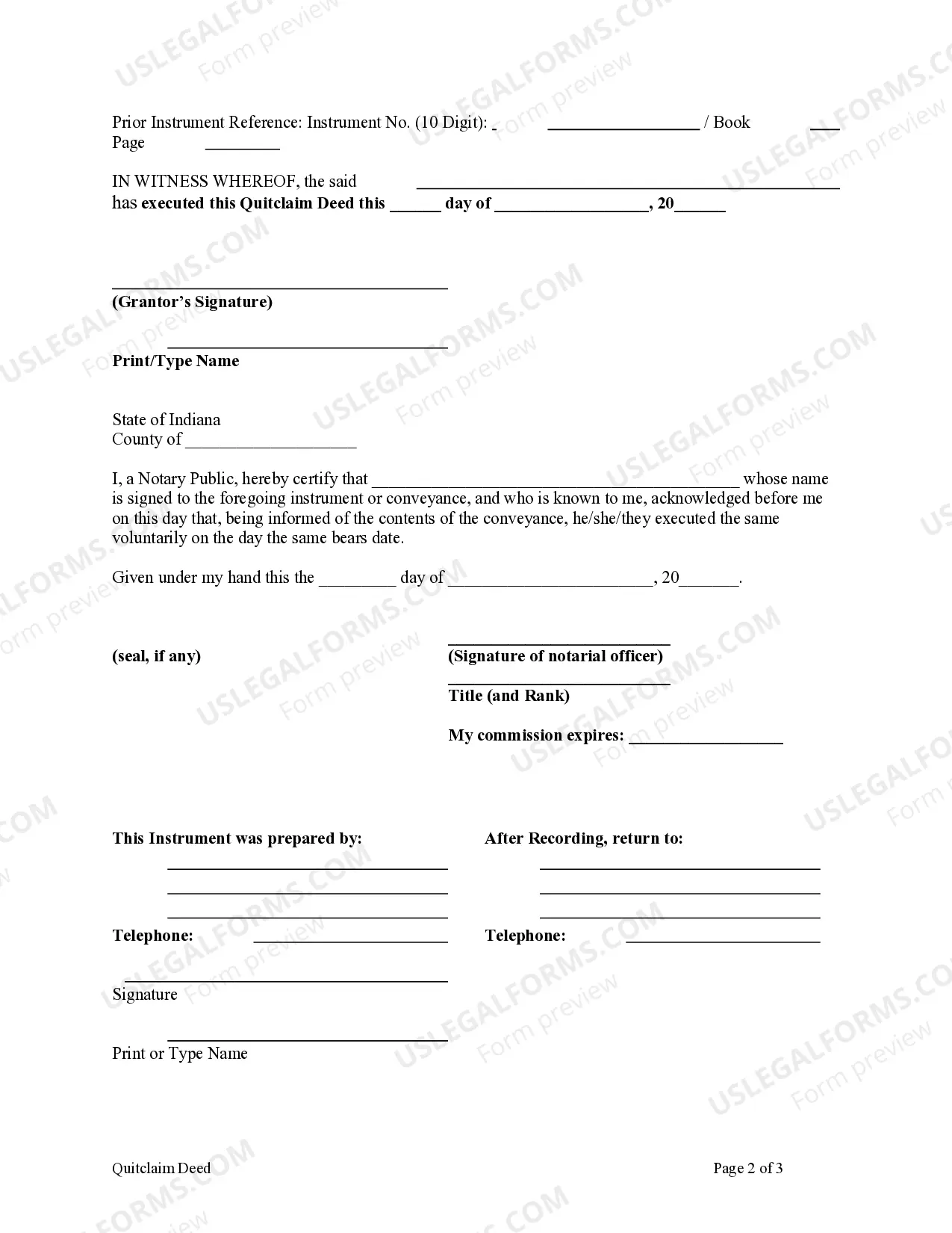 Preview Quitclaim Deed from Individual to Corporation