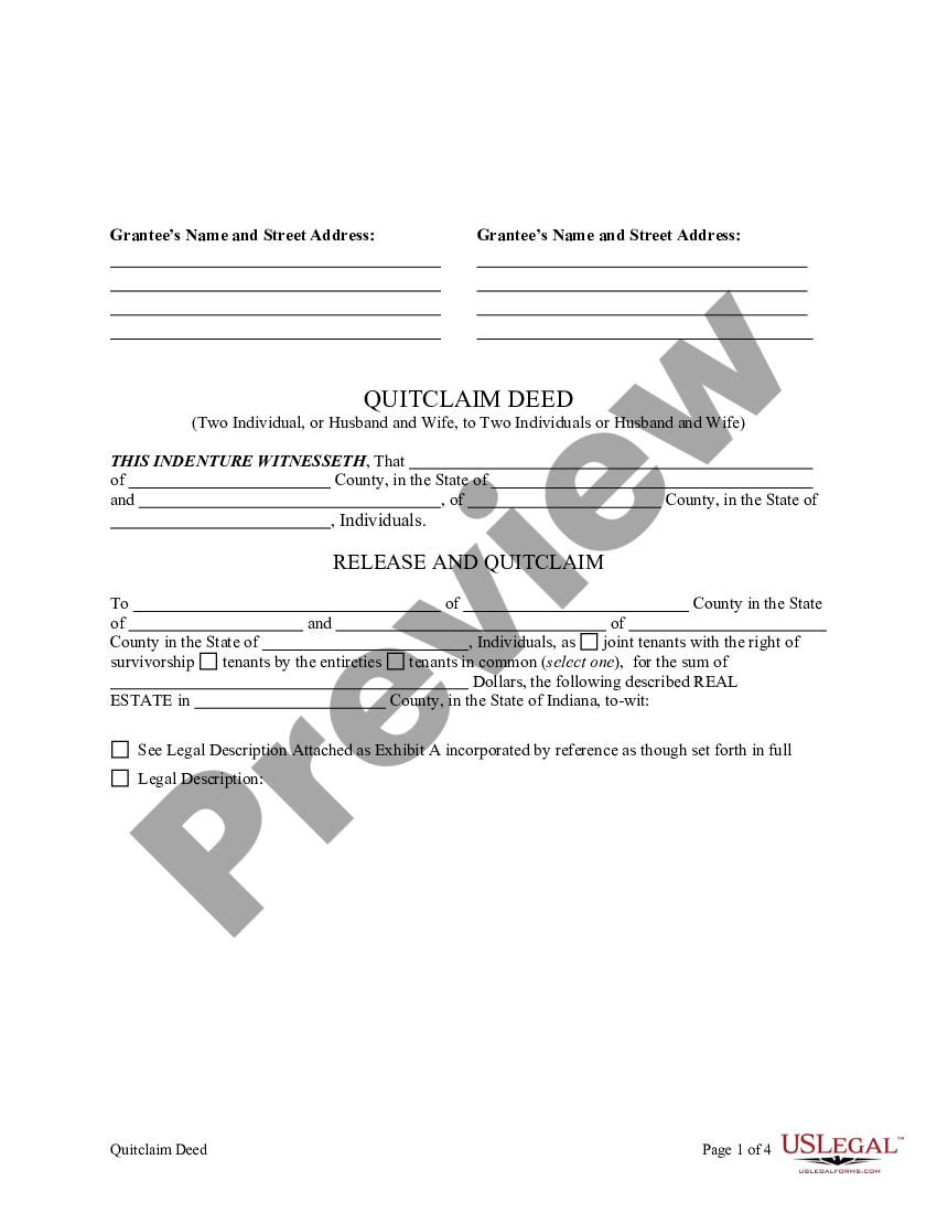 page 2 Quitclaim Deed - Two Individuals, or Husband and Wife, as Grantors, One Grantor acting through an attorney in fact, to Two Individuals or Husband and Wife as Grantees. preview