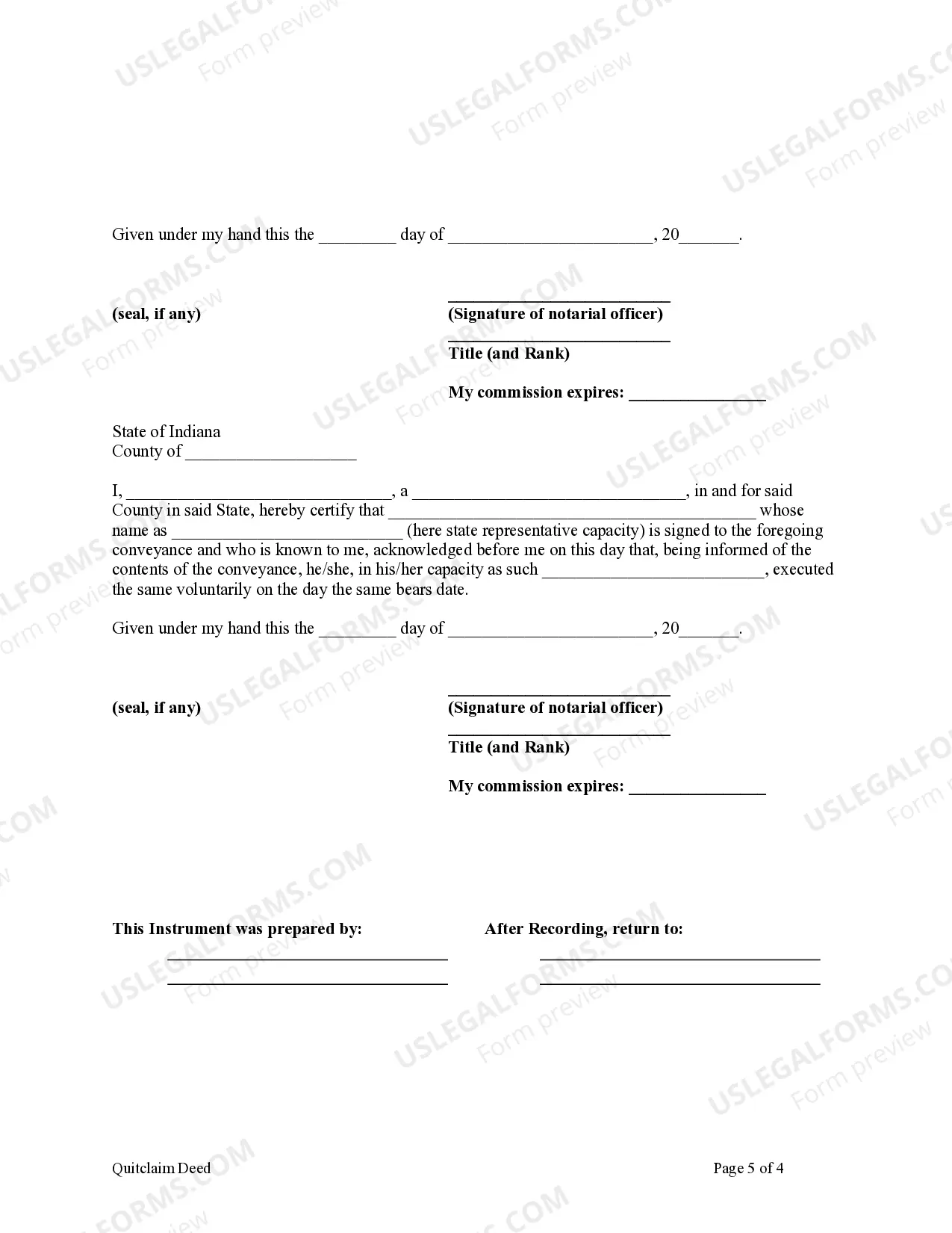 Preview Quitclaim Deed - Two Individuals, or Husband and Wife, as Grantors, One Grantor acting through an attorney in fact, to Two Individuals or Husband and Wife as Grantees.