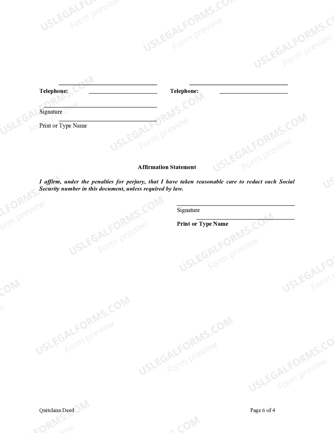 Preview Quitclaim Deed - Two Individuals, or Husband and Wife, as Grantors, One Grantor acting through an attorney in fact, to Two Individuals or Husband and Wife as Grantees.