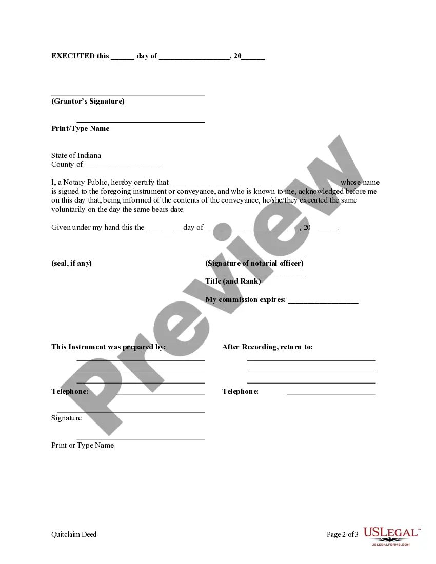 Preview Quitclaim Deed from Individual to LLC