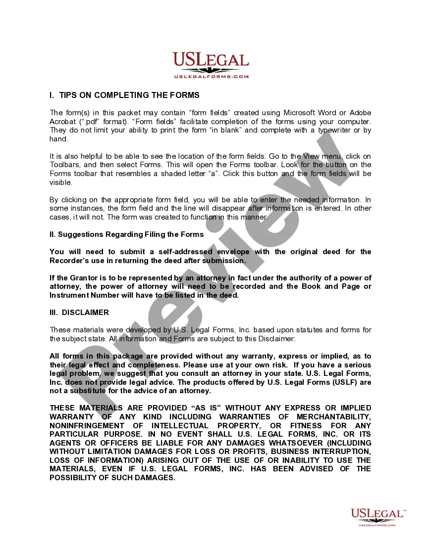 Preview Quitclaim Deed - Business Entity Grantor by Attorney-in-Fact to Individual Grantee