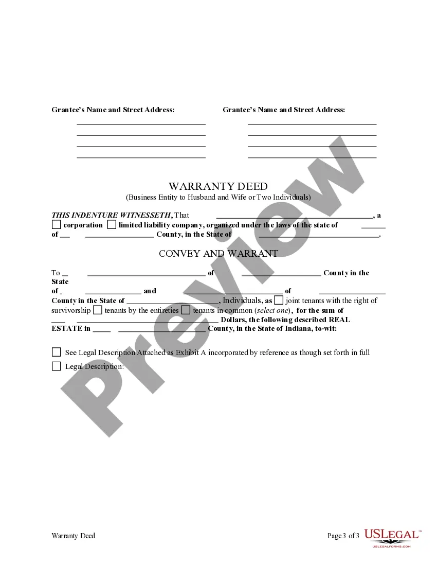 Get Warranty Deed from Business Entity, through attorney-in-fact, to Two Individuals or Husband and Wife Preview Warranty Deed from Business Entity, through attorney-in-fact, to Two Individuals or Husband and Wife