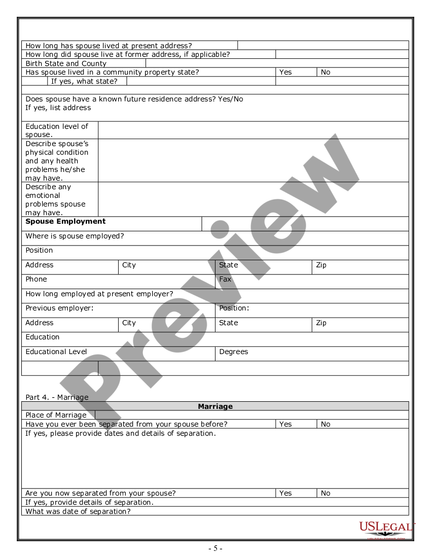 Indiana Divorce Worksheet And Law Summary For Contested Or Uncontested 