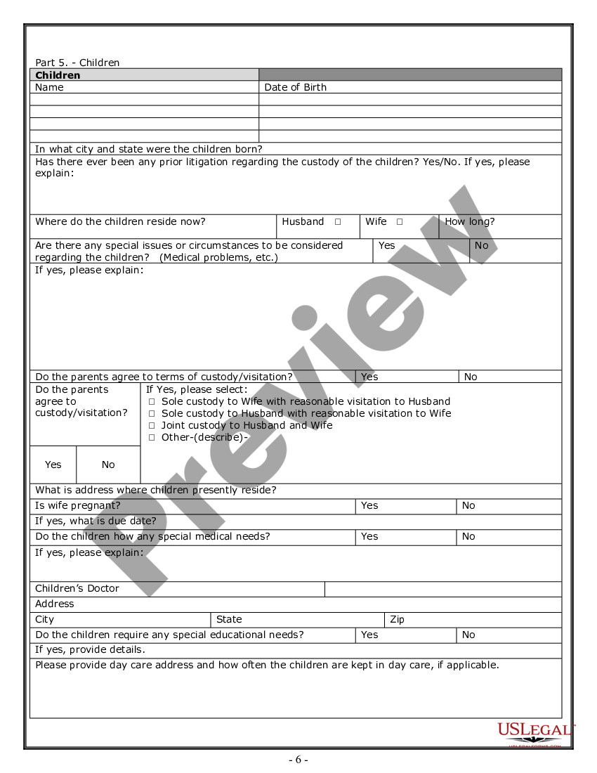 indiana divorce worksheet and law summary for contested or uncontested