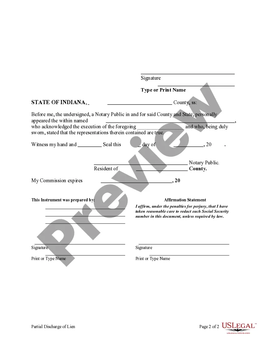 Preview Partial Discharge of Lien - Individual