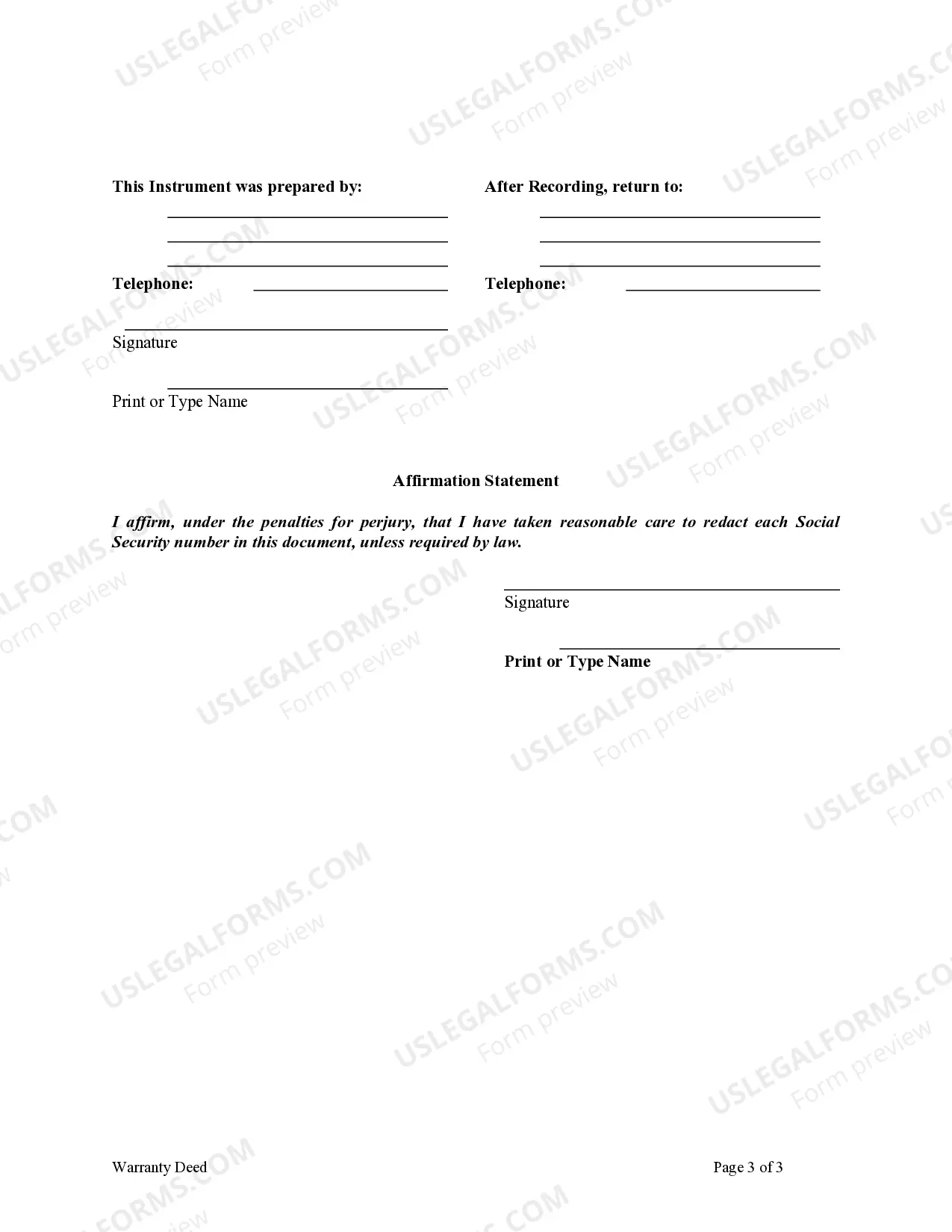 Preview Warranty Deed from Husband and Wife to LLC