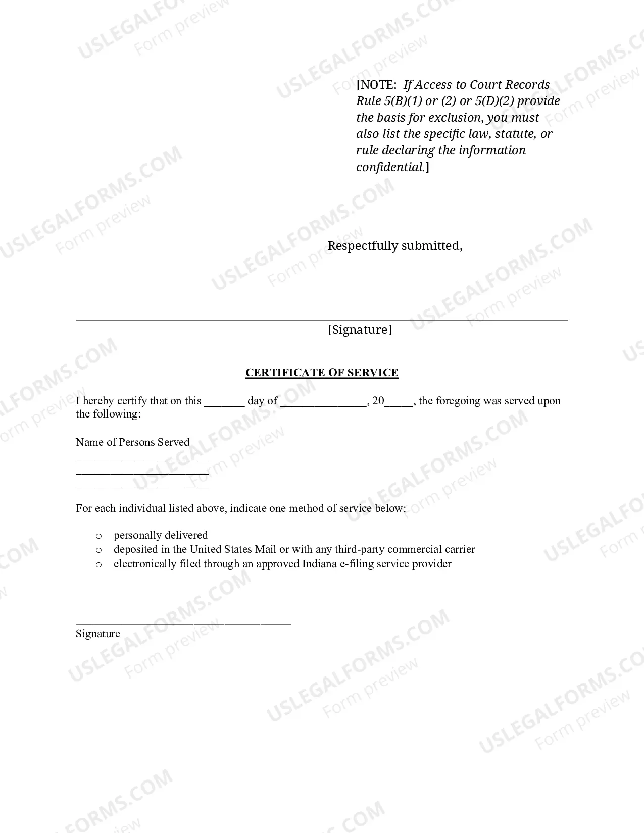 Preview 11-6. Notice of Exclusion of Confidential Information[that is not necessary to the disposition of the case]