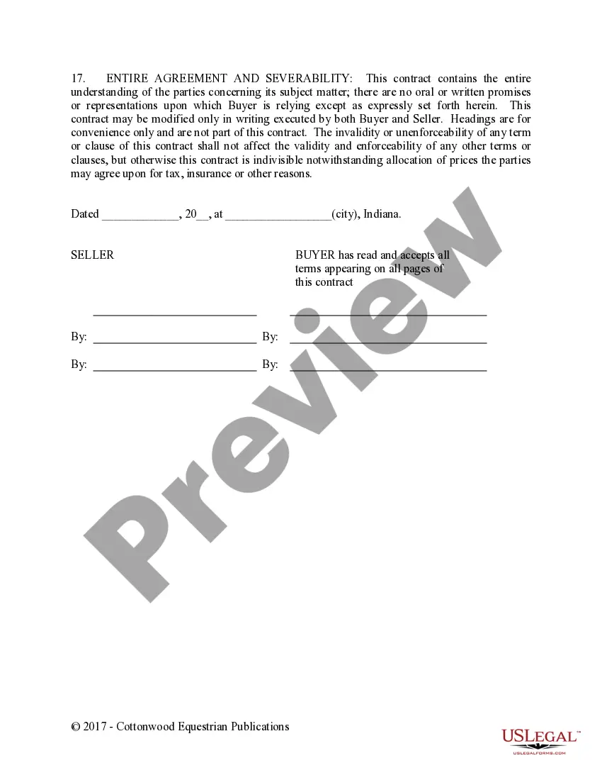 Preview Installment Purchase and Security Agreement Without Limited Warranties - Horse Equine Forms