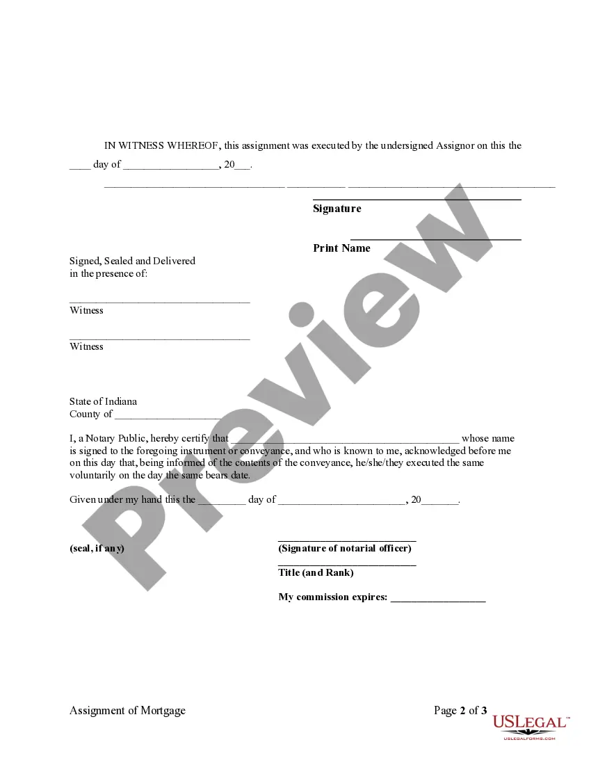 Preview Assignment of Mortgage by Individual Mortgage Holder