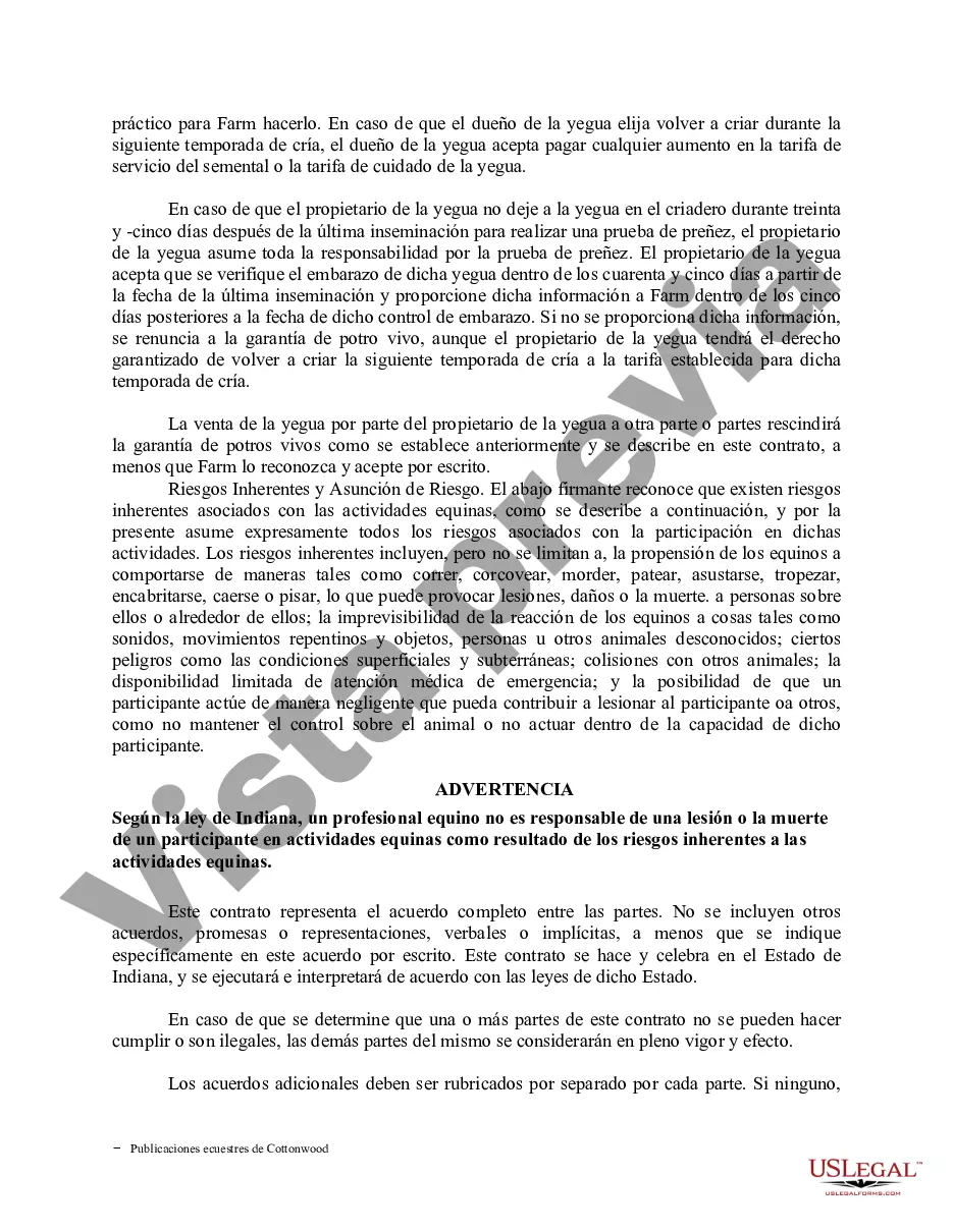 Preview Contrato de servicio de semental - Formularios equinos de caballos