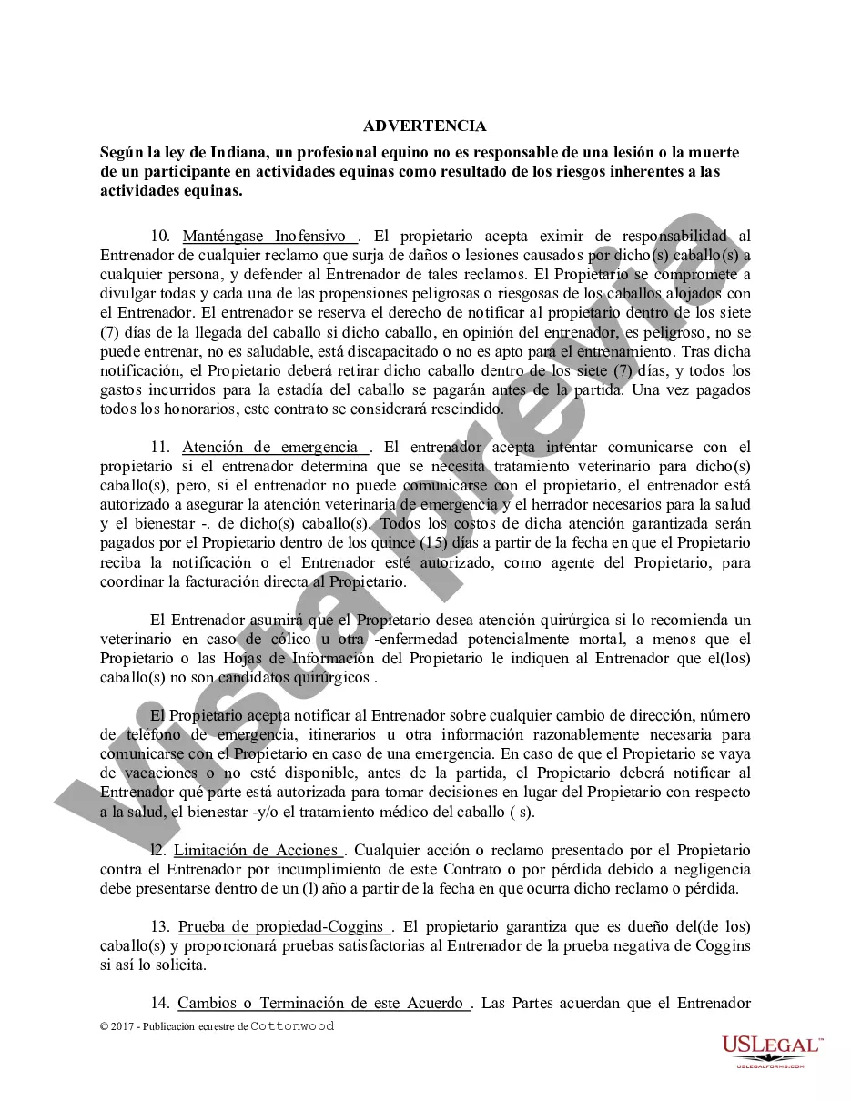 Preview Contrato de Entrenamiento - Caballo Equino Formas