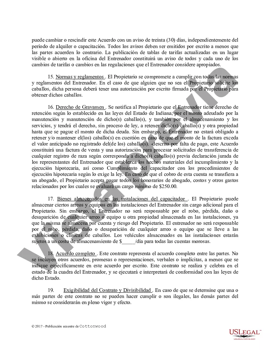 Preview Contrato de Entrenamiento - Caballo Equino Formas