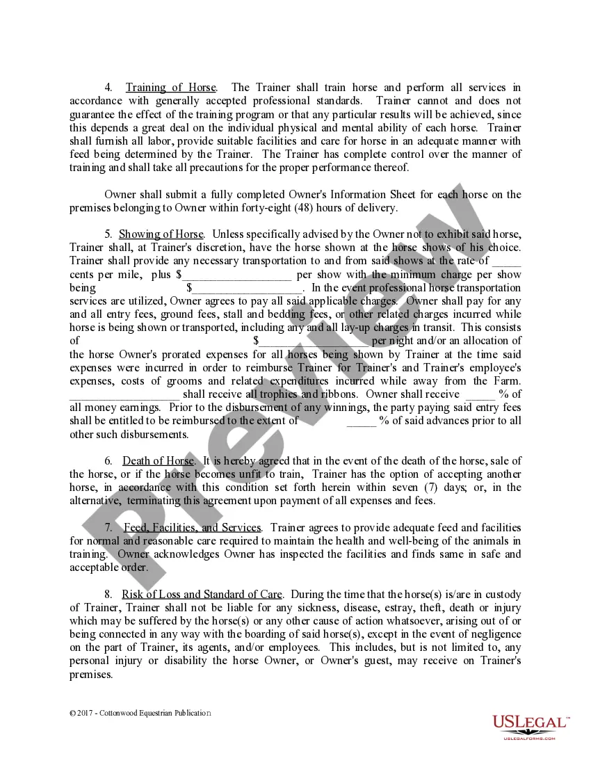 Get Training Contract - Horse Equine Forms Preview Training Contract - Horse Equine Forms