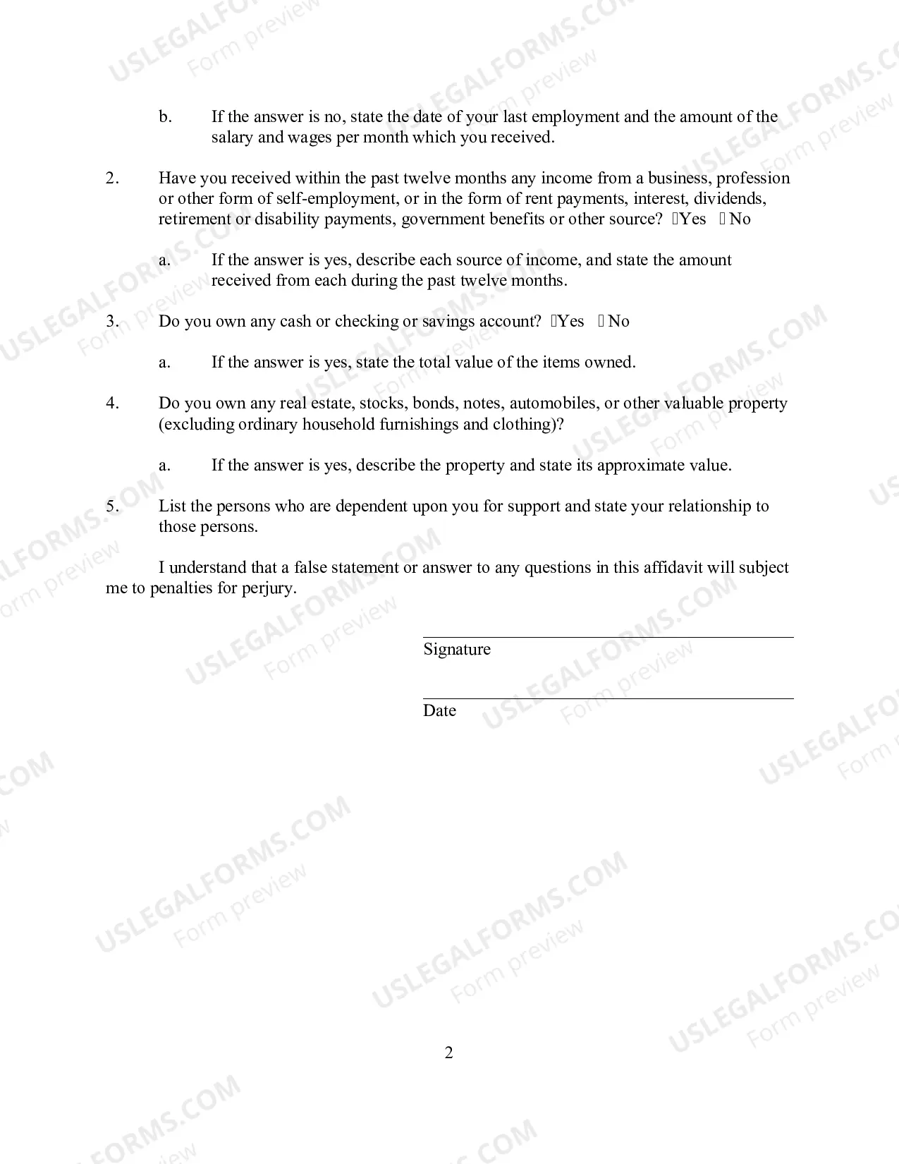 Preview 40-2. Affidavit in Support of Motion to Proceed on Appeal in Forma Pauperis
