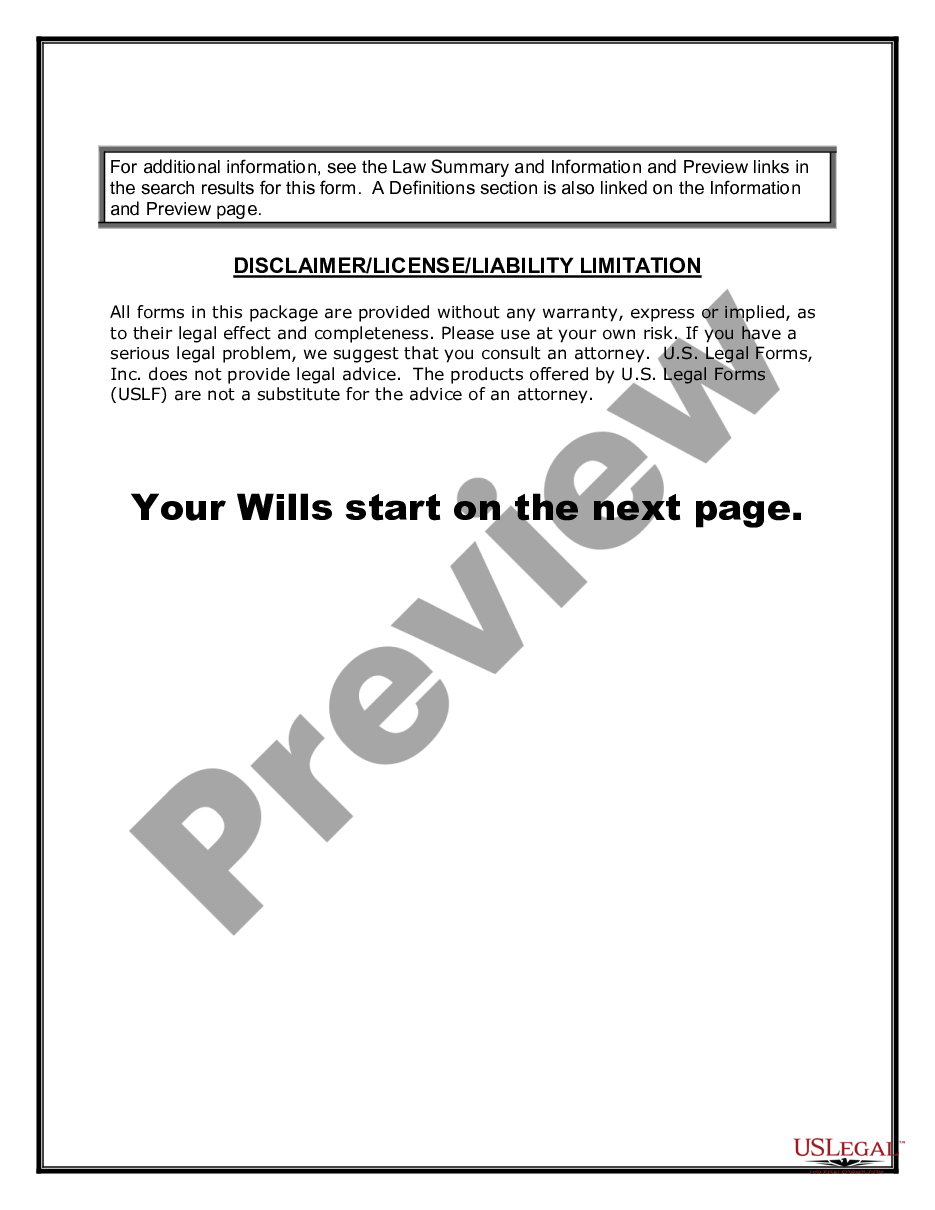 page 3 Mutual Wills containing Last Will and Testaments for Unmarried Persons living together with No Children preview