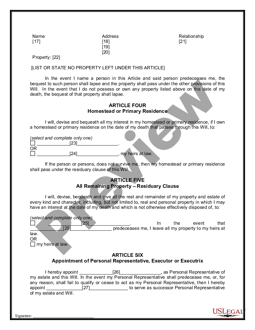 page 5 Mutual Wills containing Last Will and Testaments for Unmarried Persons living together with No Children preview