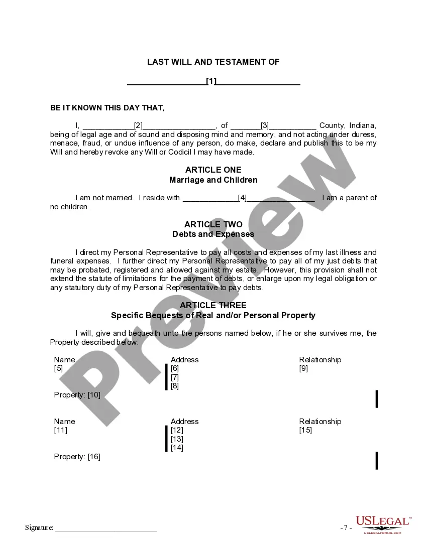 Preview Mutual Wills containing Last Will and Testaments for Man and Woman living together not Married with No Children