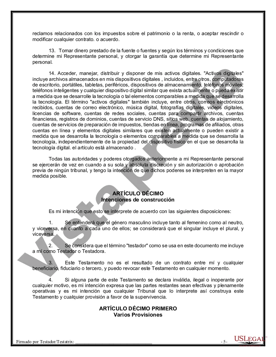 Preview Paquete de Testamentos Mutuos de Últimas Voluntades y Testamentos para Personas Solteras que conviven con Hijos Mayores de Edad