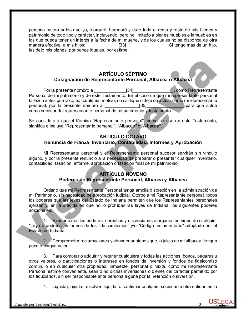 Preview Paquete de Testamentos Mutuos de Últimas Voluntades y Testamentos para Personas Solteras que conviven con Hijos Mayores de Edad