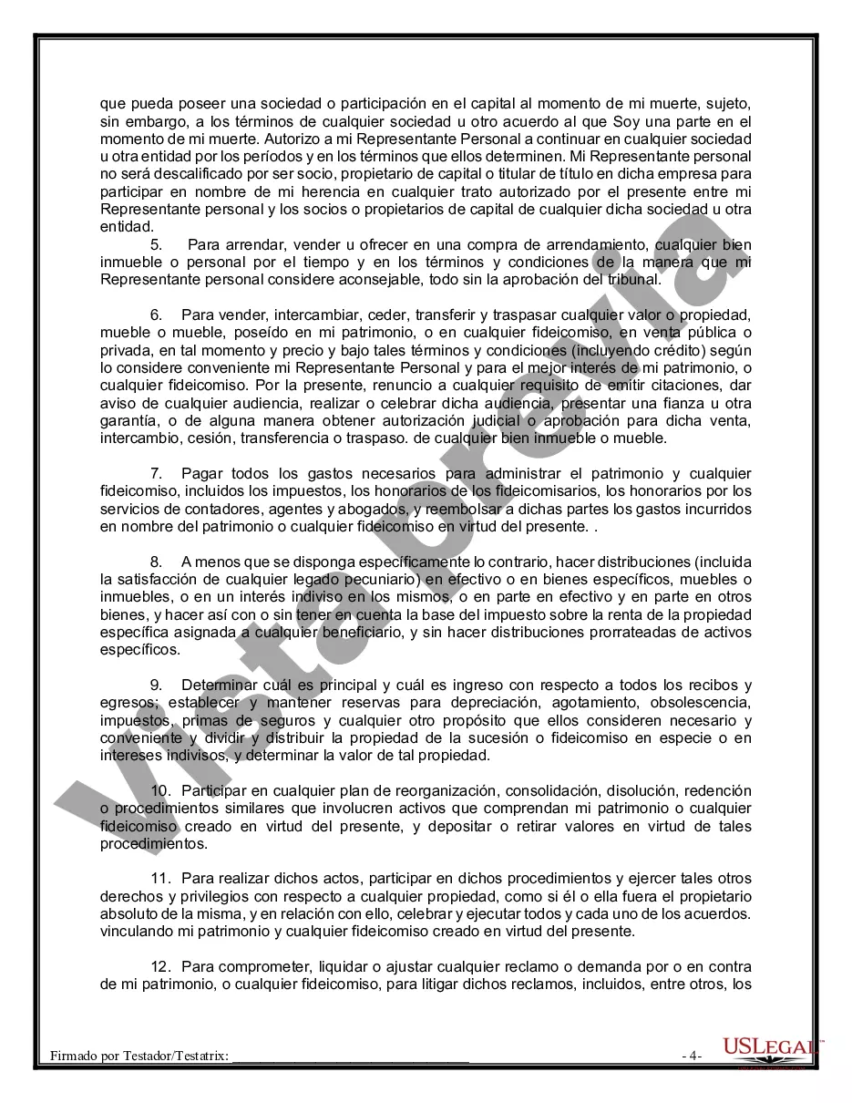 Preview Paquete de Testamentos Mutuos de Últimas Voluntades y Testamentos para Personas Solteras que conviven con Hijos Mayores de Edad