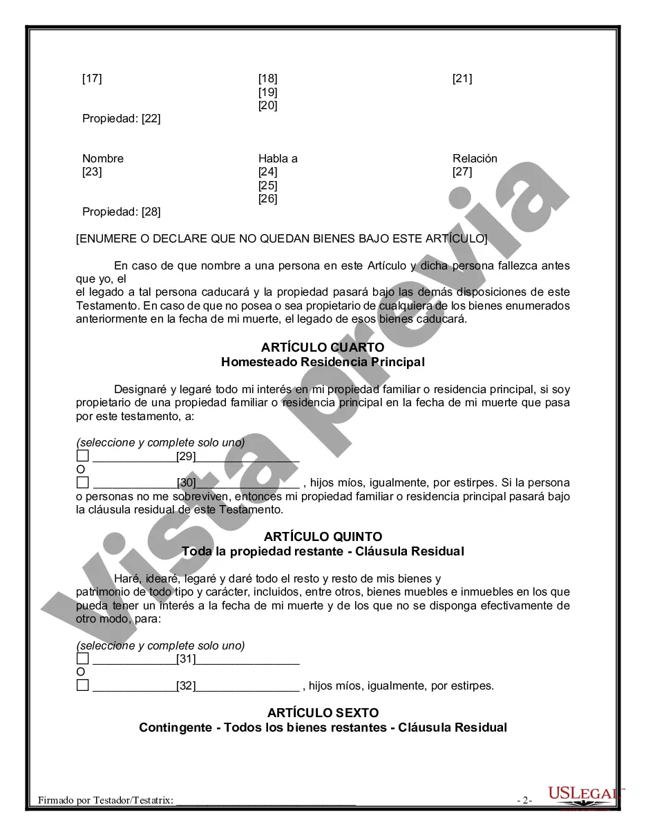 Preview Testamentos Mutuos o Últimas Voluntades y Testamentos para Personas Solteras que conviven con Hijos Menores