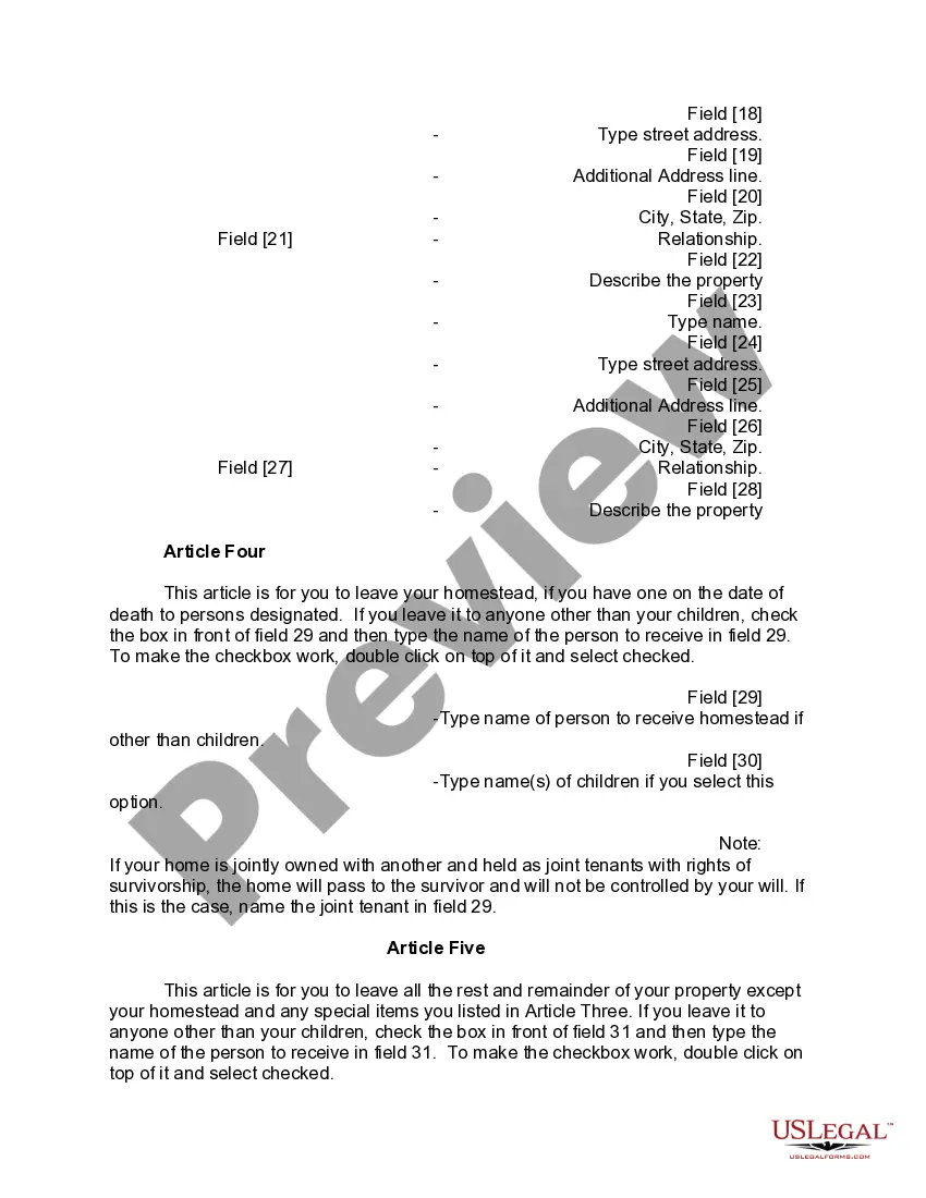 Preview Mutual Wills or Last Will and Testaments for Man and Woman living together, not Married with Minor Children