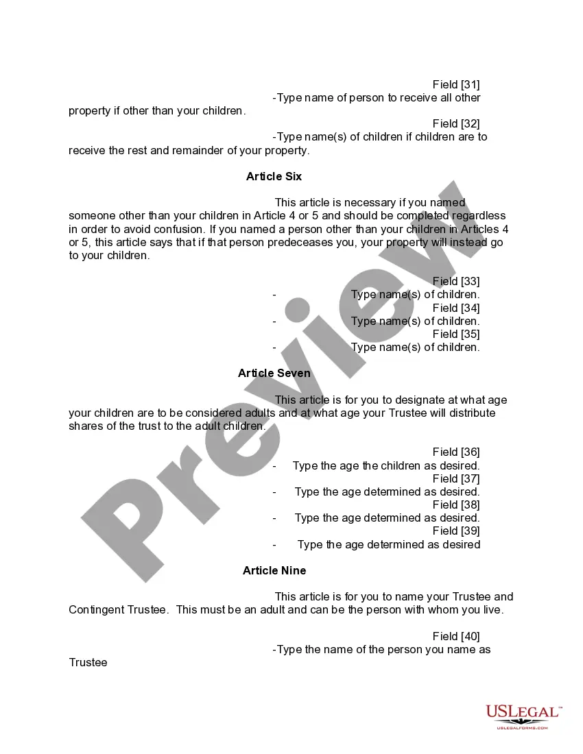 Preview Mutual Wills or Last Will and Testaments for Man and Woman living together, not Married with Minor Children