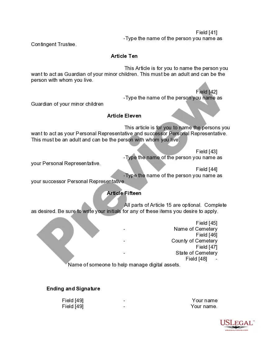 Preview Mutual Wills or Last Will and Testaments for Man and Woman living together, not Married with Minor Children