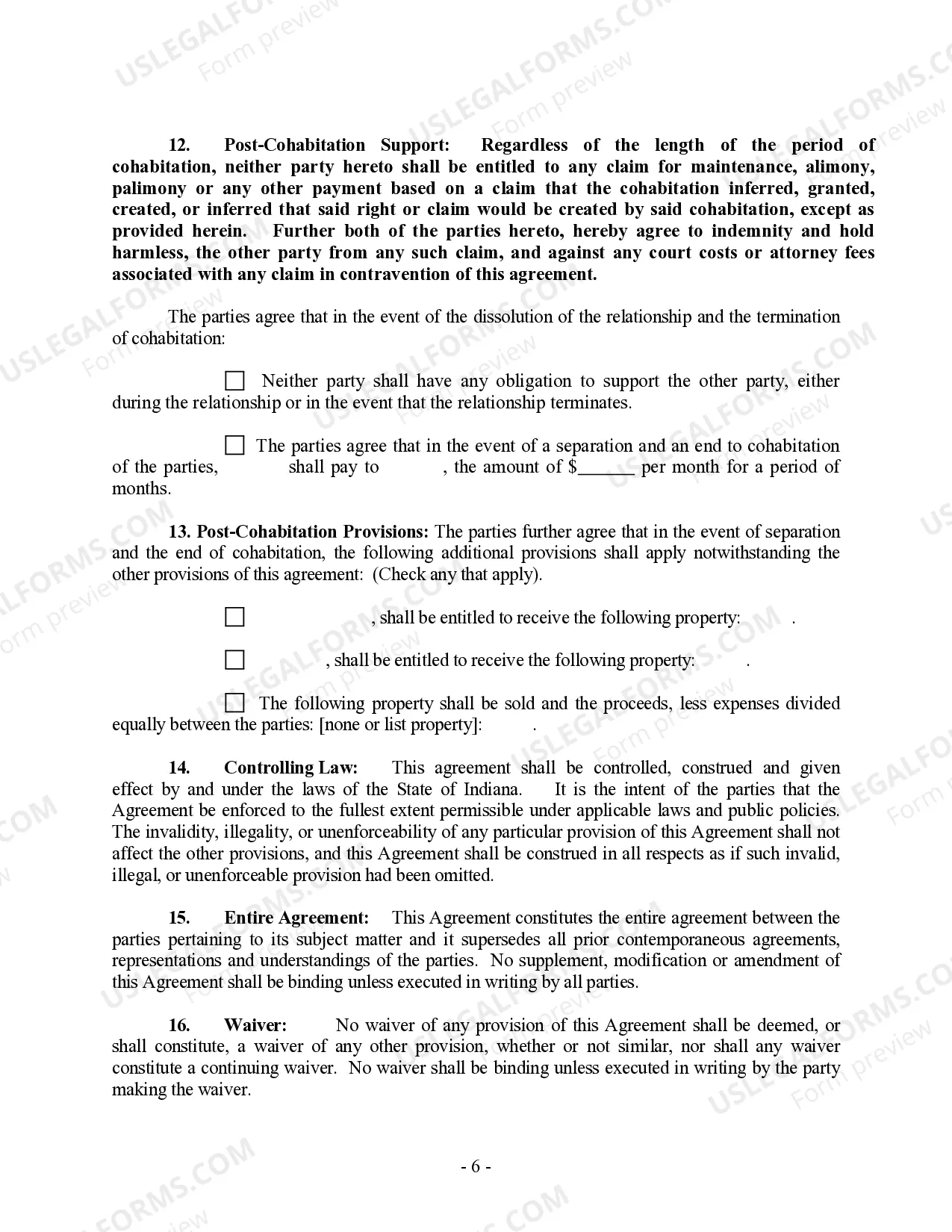 Preview Non-Marital Cohabitation Living Together Agreement