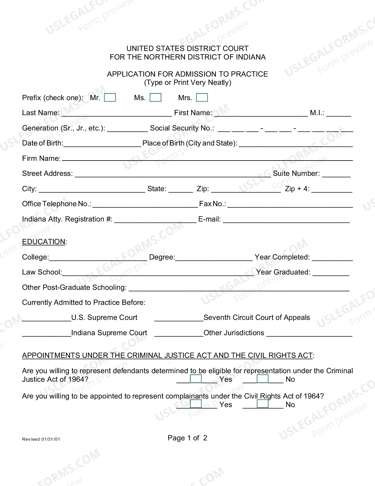 Preview Application for Admission to Practice