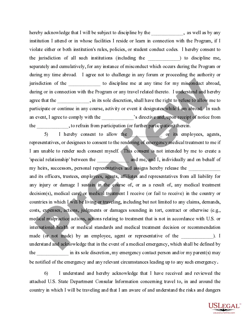 Preview Statement of Responsibility, Release and Agreement with Waiver, Release and Indemnification Agreement