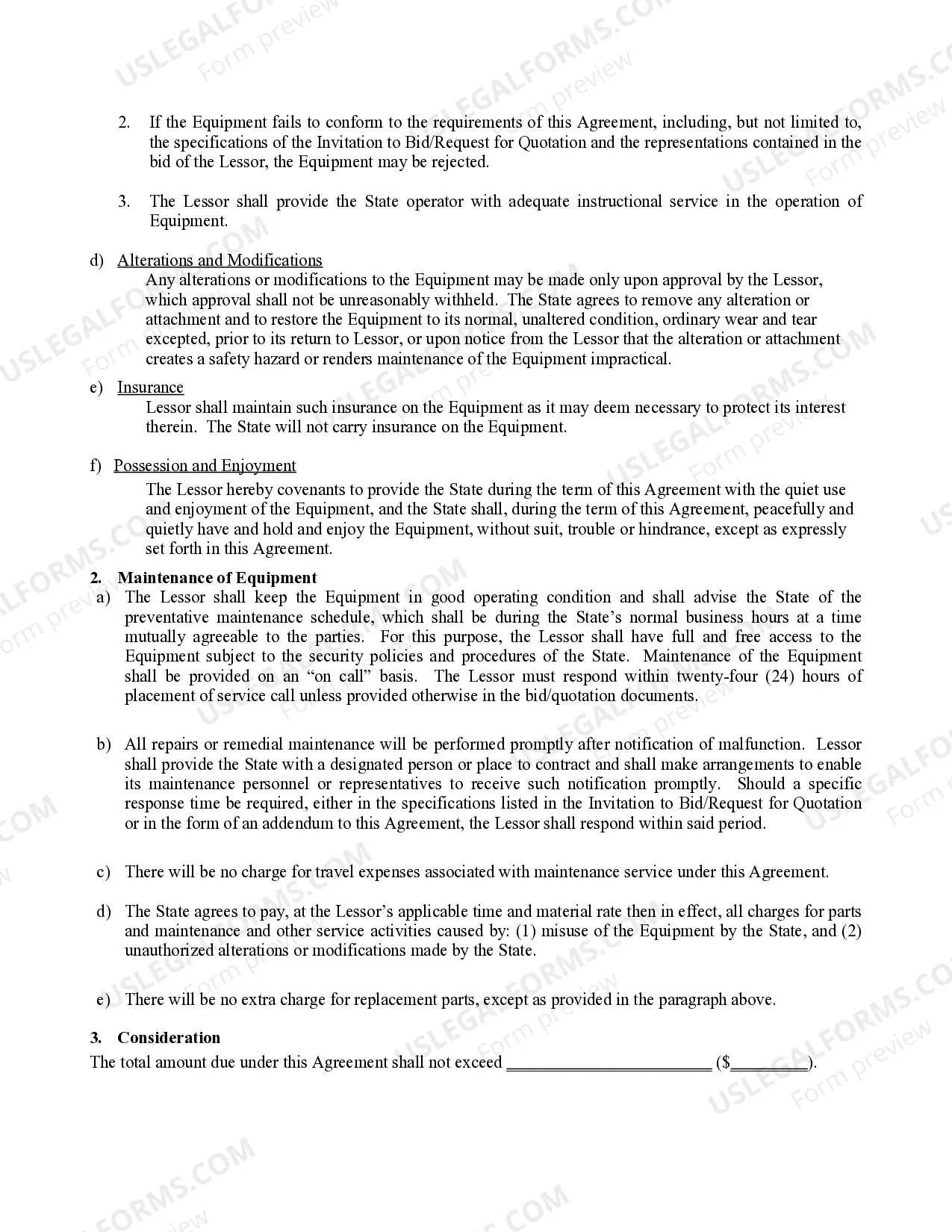 Preview Equipment Lease Agreement