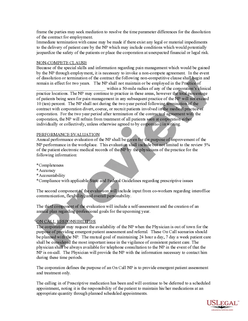 Preview Nurse Practitioner Employment Contract