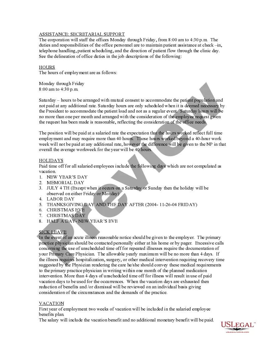 Preview Nurse Practitioner Employment Contract