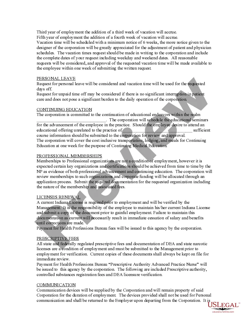 Preview Nurse Practitioner Employment Contract