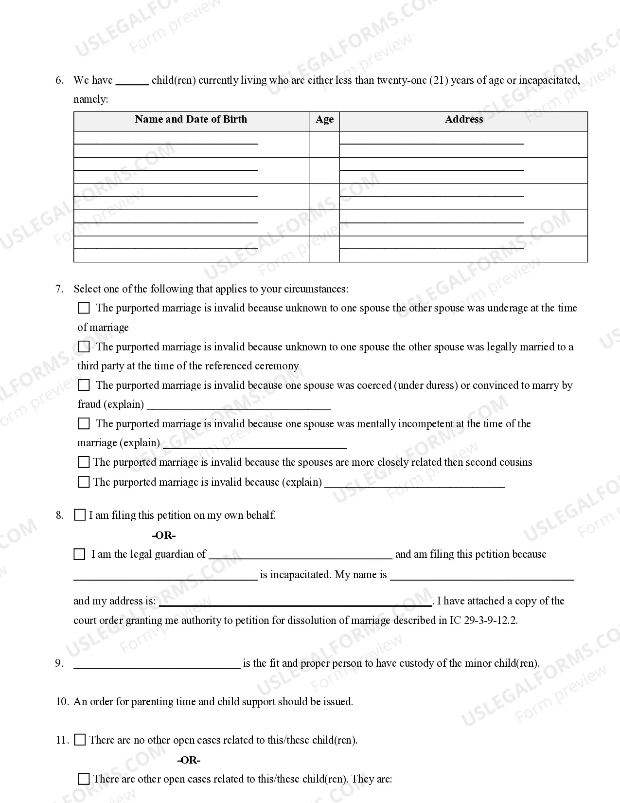 Preview Verified Petition for Annulment of Marriage with Children