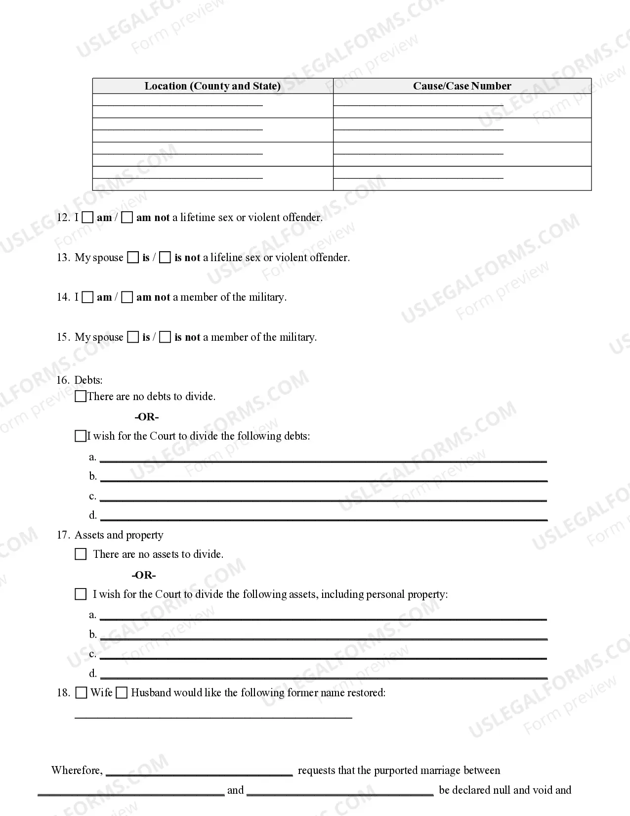 Preview Verified Petition for Annulment of Marriage with Children