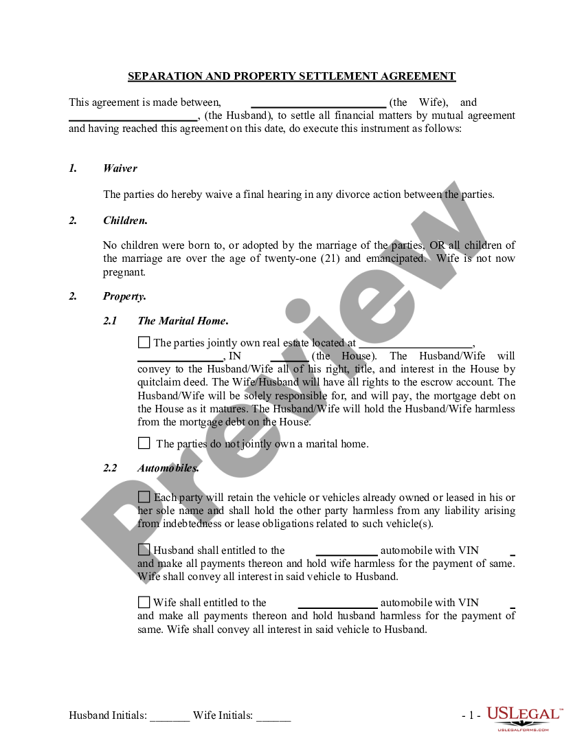 Printable Divorce Papers Indiana 7470