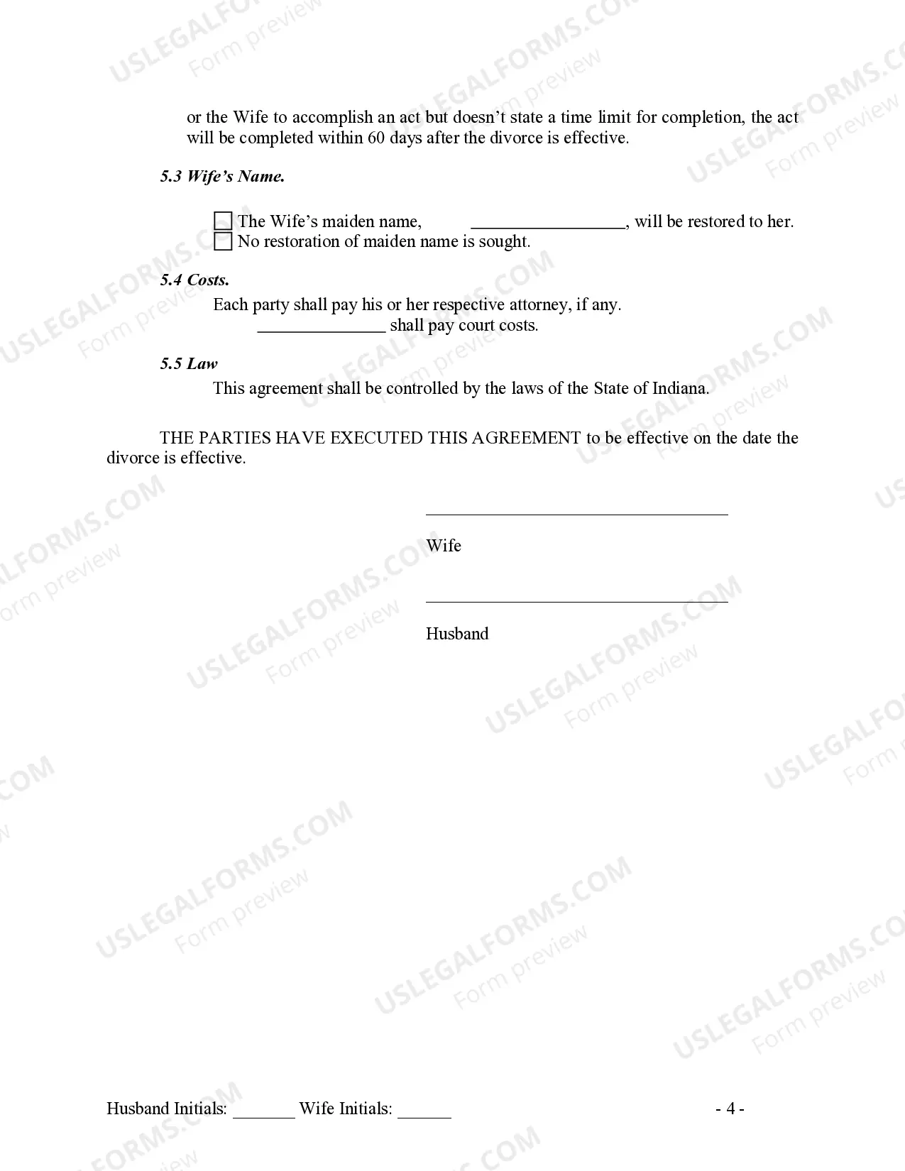 Preview Marital Legal Separation and Property Settlement Agreement no children OR adult children